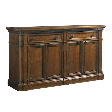 Hampton Buffet with Carved Pilasters and Silverware Storage
